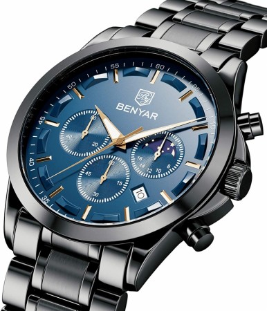 Benyar 5160 quartz klokke svart og blå